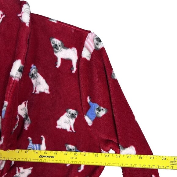 Dearfoams NWT L/XL Fleece Kimono Robe Pug Dog Print Snuggly Buddy Cozy Lounge - Picture 10 of 15